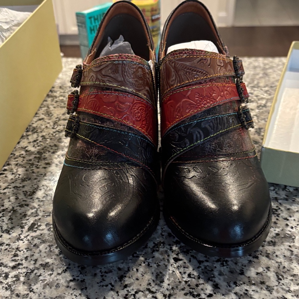 Women's  Multi-Color Leather Dress Shoes - Black, Red, Brown